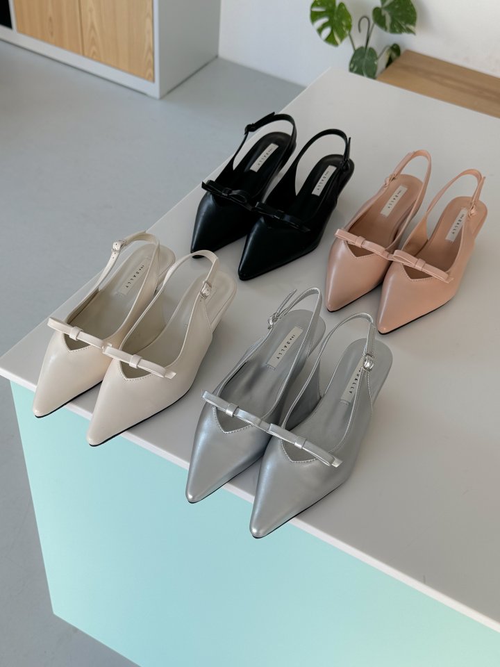 Vade - Korean Women Fashion - #womensfashion - Basic Stiletto Ribbon Slingback Mule - 9