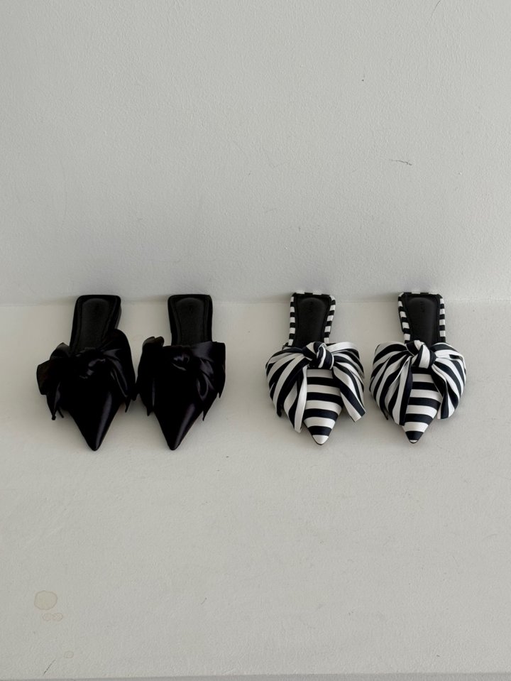 Vade - Korean Women Fashion - #womensfashion - Neutro Stiletto Ribbon Flat Mule - 8