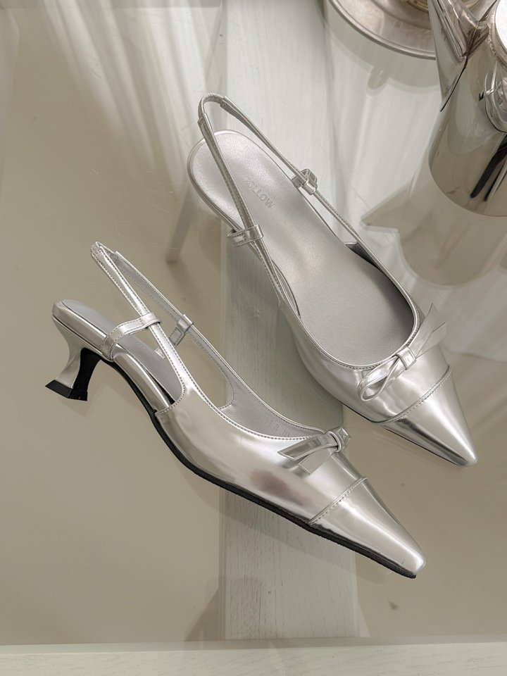 Vade - Korean Women Fashion - #momslook - Stiletto Slingback Ribbon Heel - 4