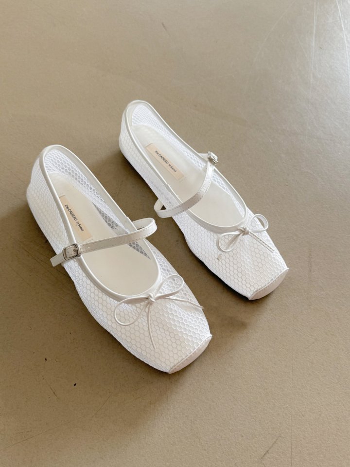 Vade - Korean Women Fashion - #womensfashion - Mesh Mary Jane Ribbon Flat - 9