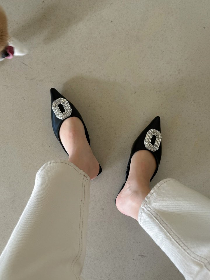 Vade - Korean Women Fashion - #womensfashion - Square Cubic Stiletto Flat - 10