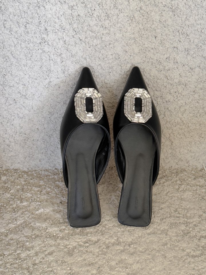 Vade - Korean Women Fashion - #womensfashion - Square Cubic Stiletto Flat - 6