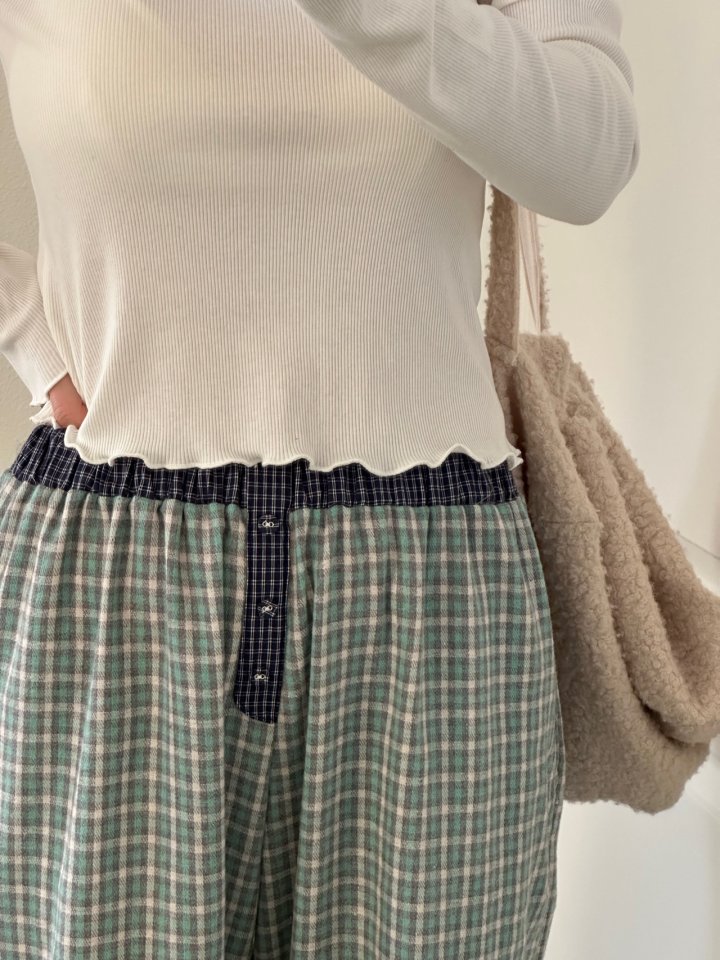 Via - Korean Women Fashion - #momslook - Check Long Pants - 11