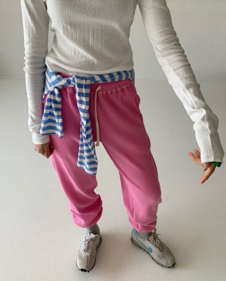Via - Korean Women Fashion - #momslook - Waffle Jogger Pants