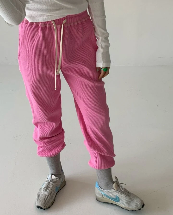 Via - Korean Women Fashion - #momslook - Waffle Jogger Pants - 3