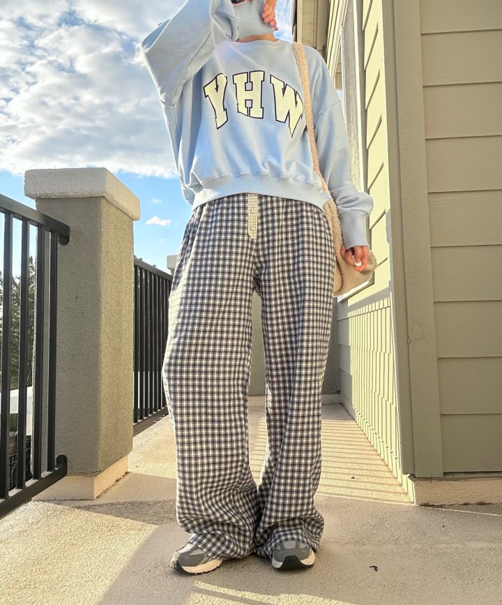 Via - Korean Women Fashion - #momslook - Check Long Pants - 6