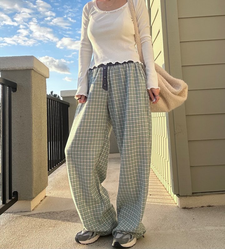 Via - Korean Women Fashion - #womensfashion - Check Long Pants - 8
