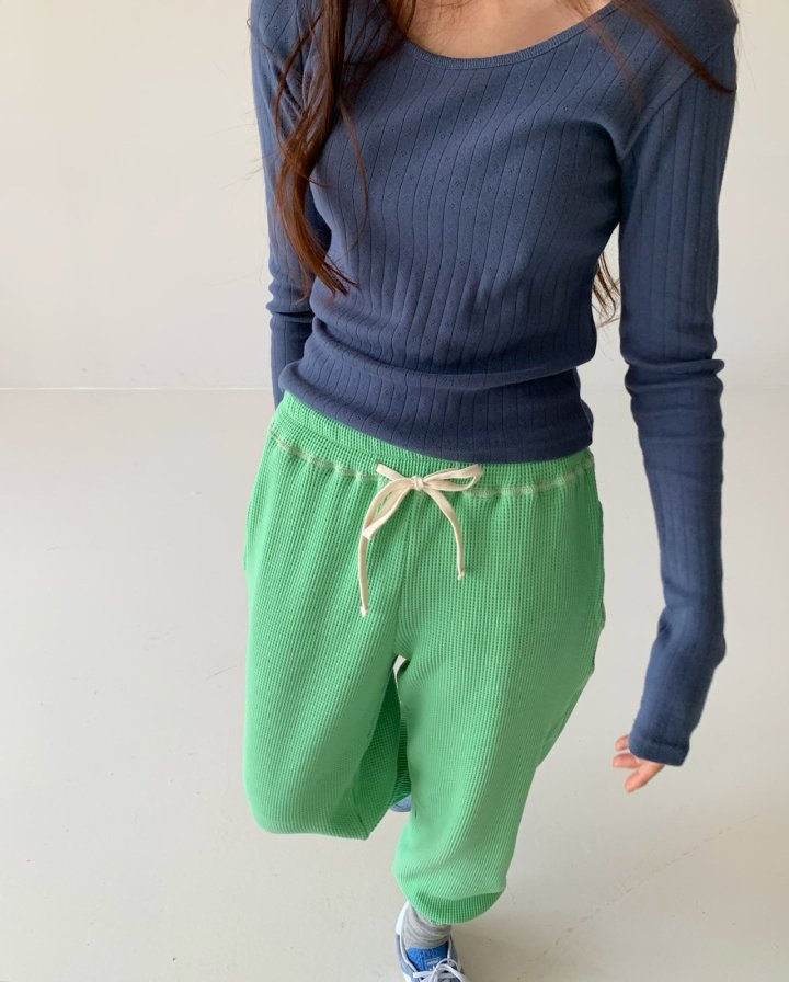 Via - Korean Women Fashion - #womensfashion - Waffle Jogger Pants - 5