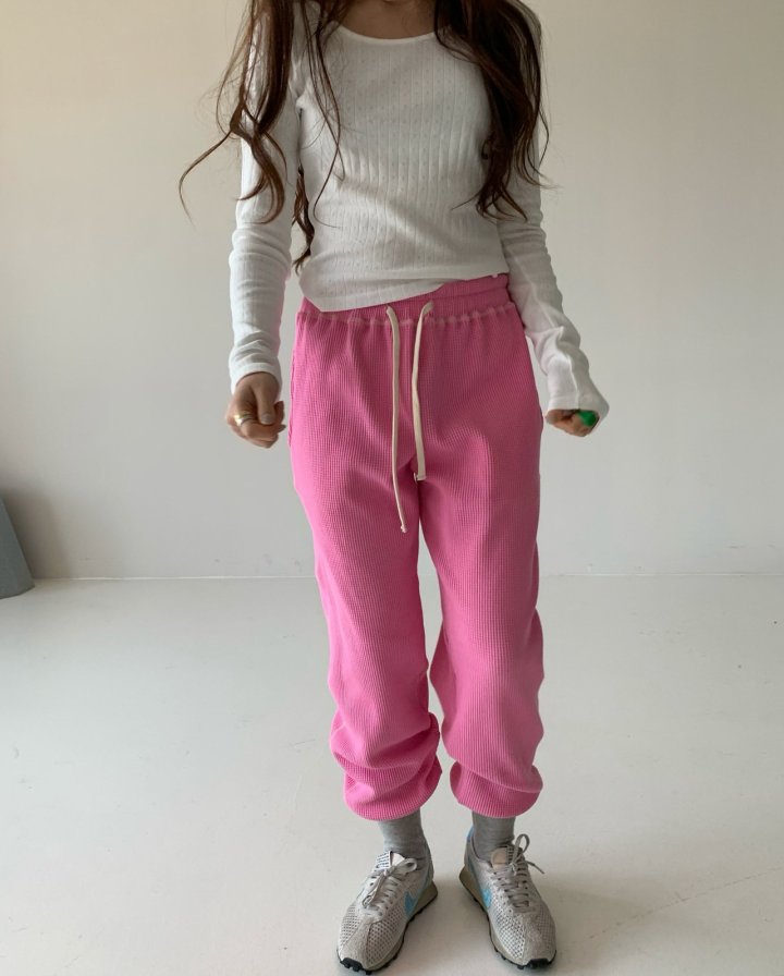 Via - Korean Women Fashion - #womensfashion - Waffle Jogger Pants - 2