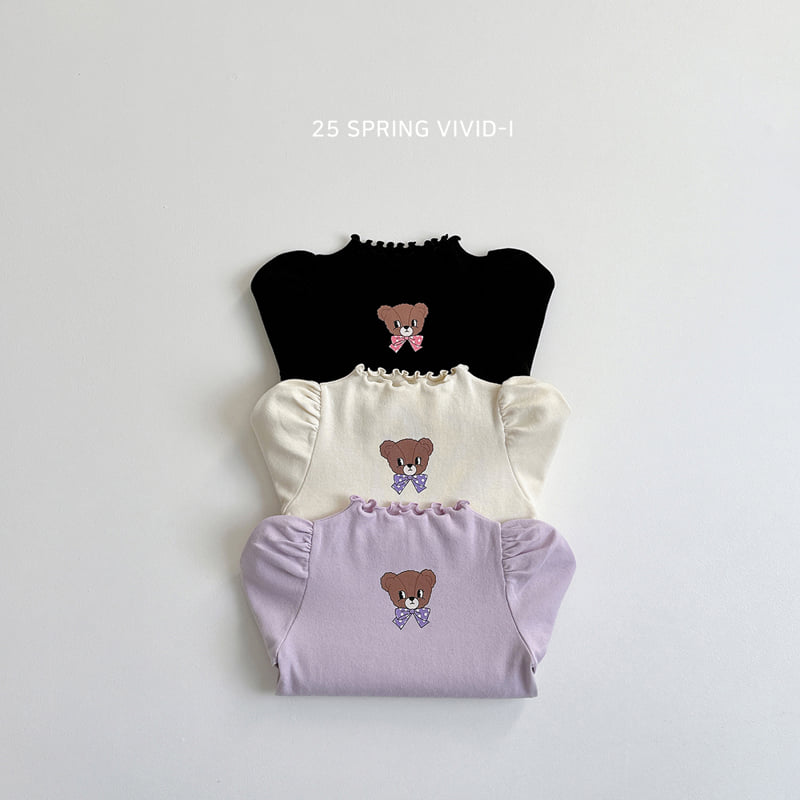 Vivid I - Korean Children Fashion - #Kfashion4kids - Ribbon Bear Shoulder Tee