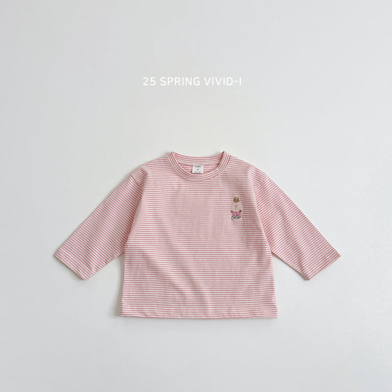 Vivid I - Korean Children Fashion - #Kfashion4kids - Stripe Bear Single Tee - 5