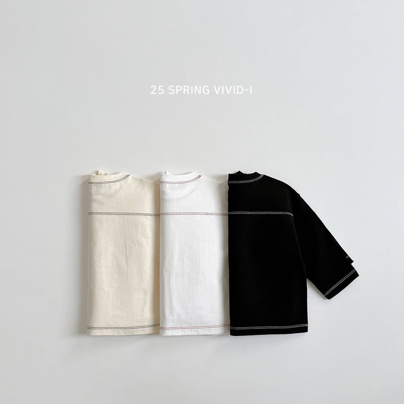 Vivid I - Korean Children Fashion - #Kfashion4kids - Stitch Line Single Tee - 3