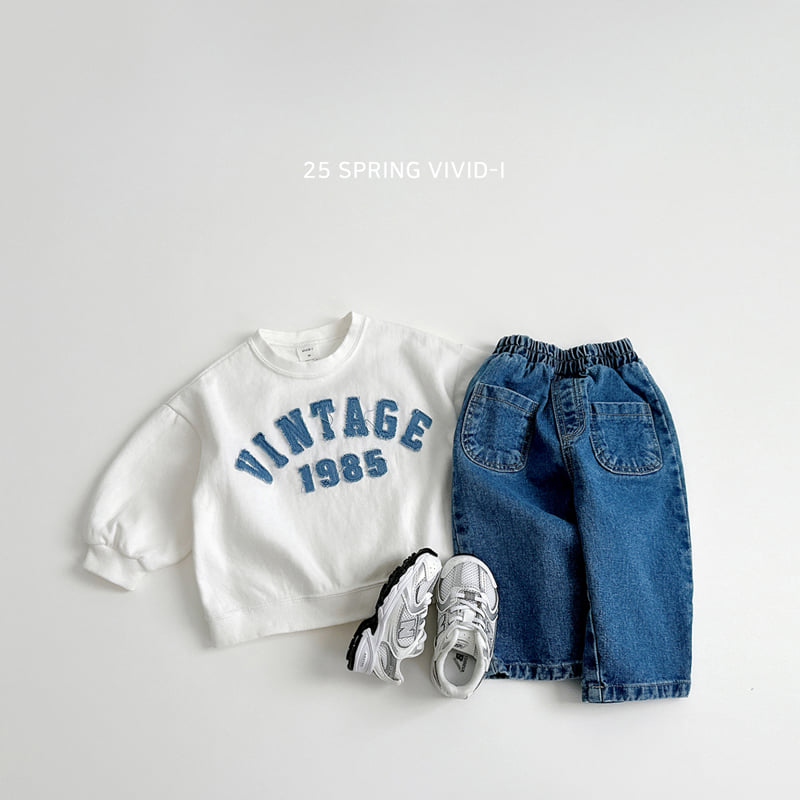 Vivid I - Korean Children Fashion - #Kfashion4kids - Vintage Blue Embroidery Sweatshirts - 9
