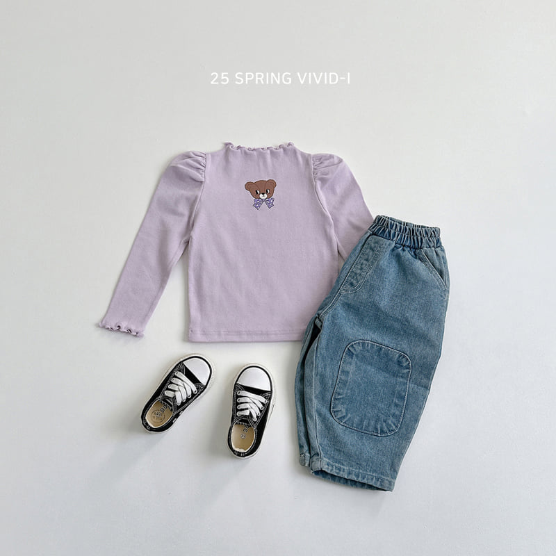 Vivid I - Korean Children Fashion - #childofig - Ribbon Bear Shoulder Tee - 9