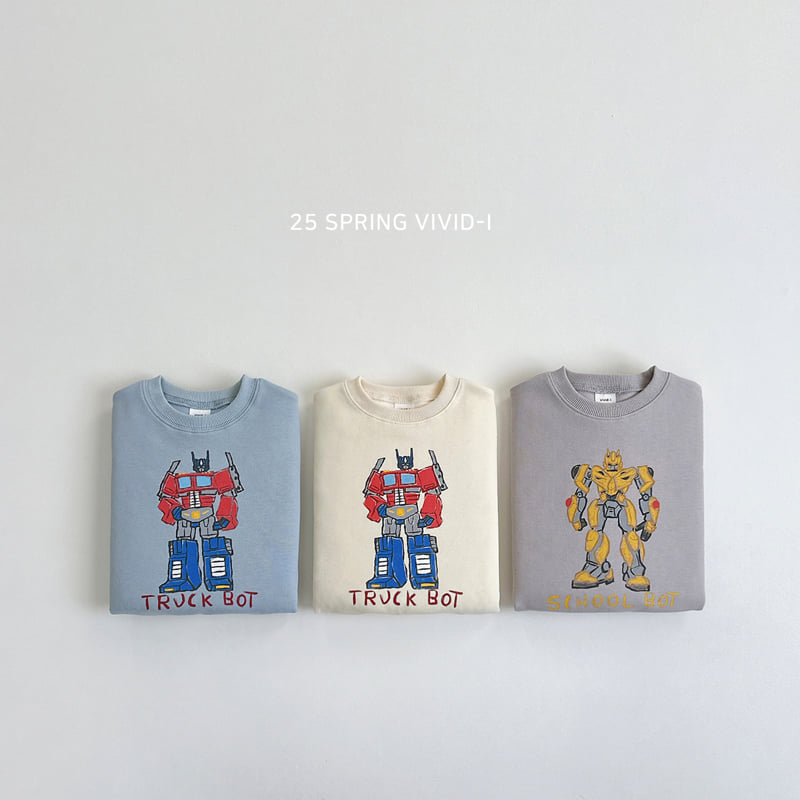 Vivid I - Korean Children Fashion - #childofig - Robot Sketch Sweatshirts