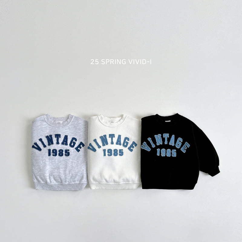 Vivid I - Korean Children Fashion - #childofig - Vintage Blue Embroidery Sweatshirts
