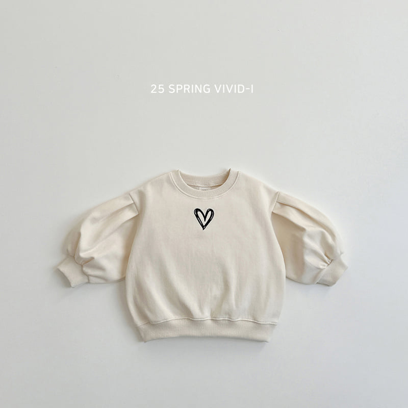Vivid I - Korean Children Fashion - #childofig - Heart Embroidered Puff Sweatshirts - 5
