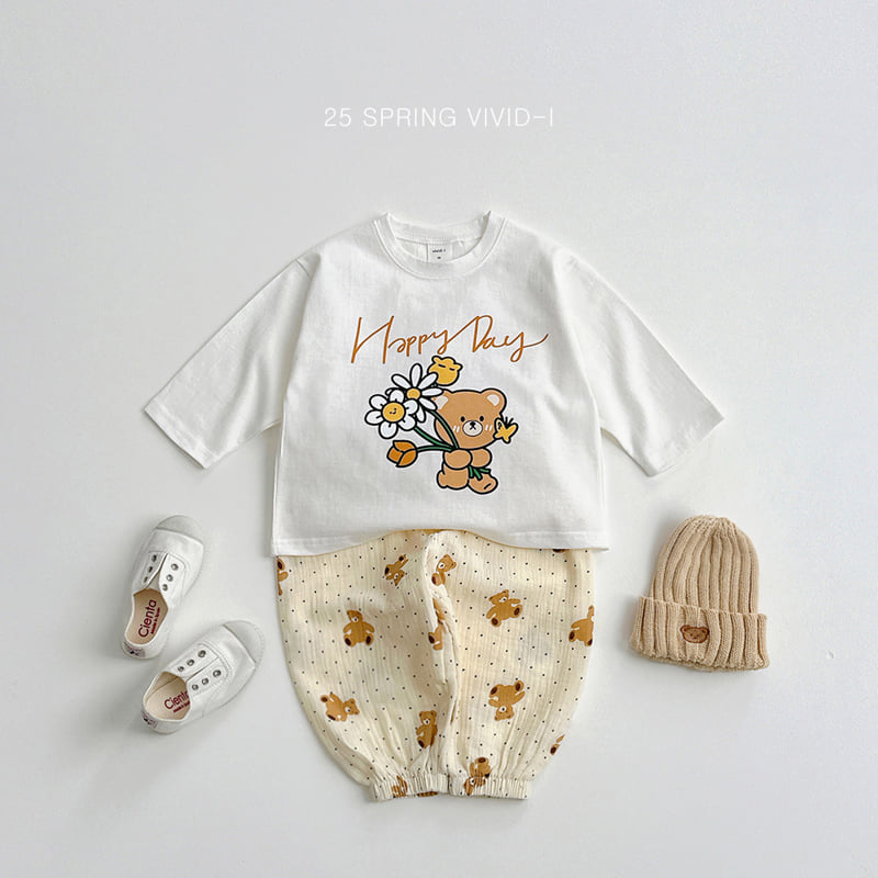 Vivid I - Korean Children Fashion - #childofig - Flower Bear Check Top Bottom Set - 12