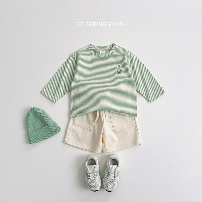 Vivid I - Korean Children Fashion - #childrensboutique - Stripe Bear Single Tee - 12