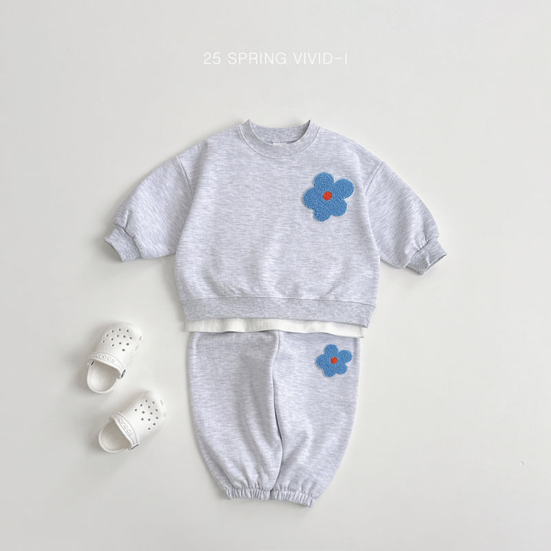 Vivid I - Korean Children Fashion - #childrensboutique - Flower Embroidery Top Bottom Set - 3