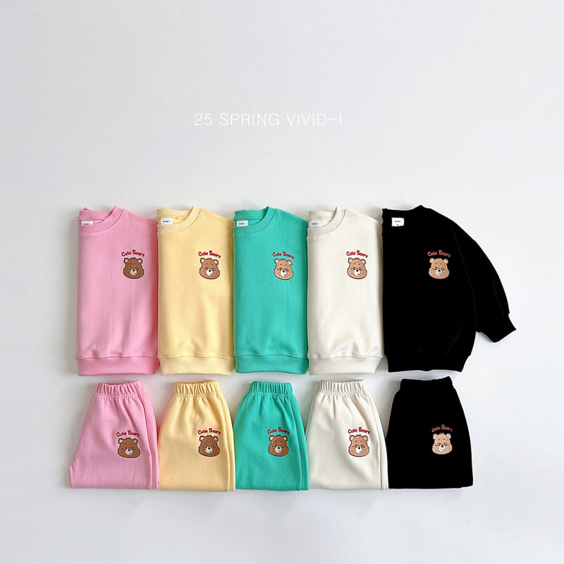 Vivid I - Korean Children Fashion - #childrensboutique - Cute Bear Top Bottom Set