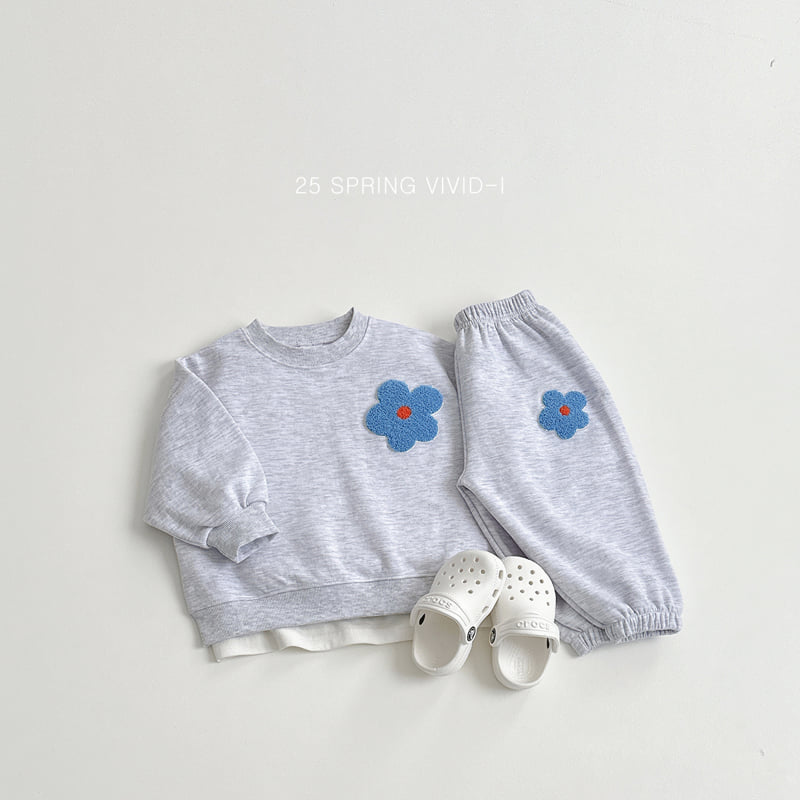 Vivid I - Korean Children Fashion - #childrensboutique - Flower Embroidery Top Bottom Set - 4