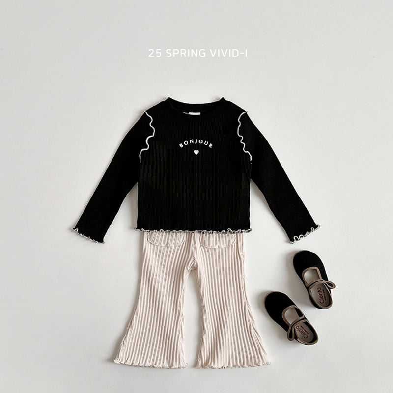 Vivid I - Korean Children Fashion - #designkidswear - Pocket Ribbed Bootcut Pants - 8