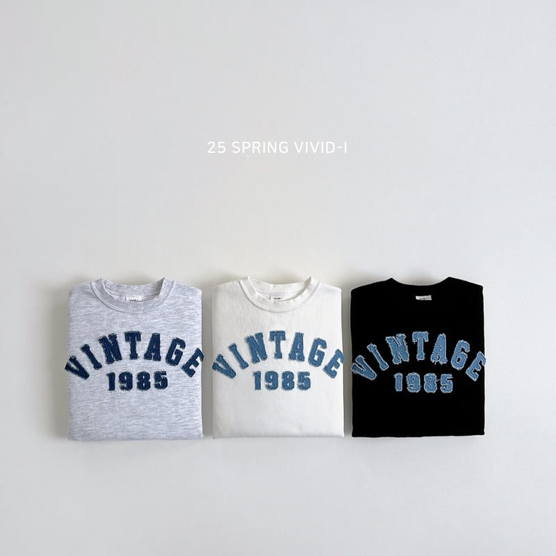 Vivid I - Korean Children Fashion - #designkidswear - Vintage Blue Embroidery Sweatshirts - 3