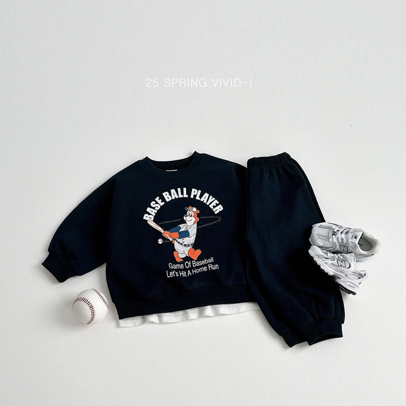 Vivid I - Korean Children Fashion - #designkidswear - Baseball Bear Top Bottom Set - 9