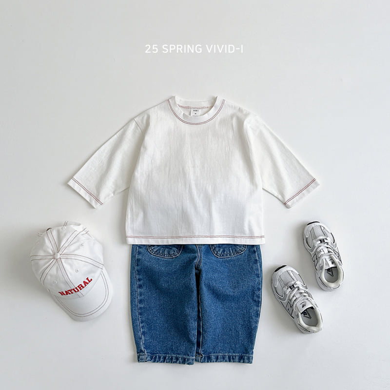 Vivid I - Korean Children Fashion - #discoveringself - Stitch Line Single Tee - 12