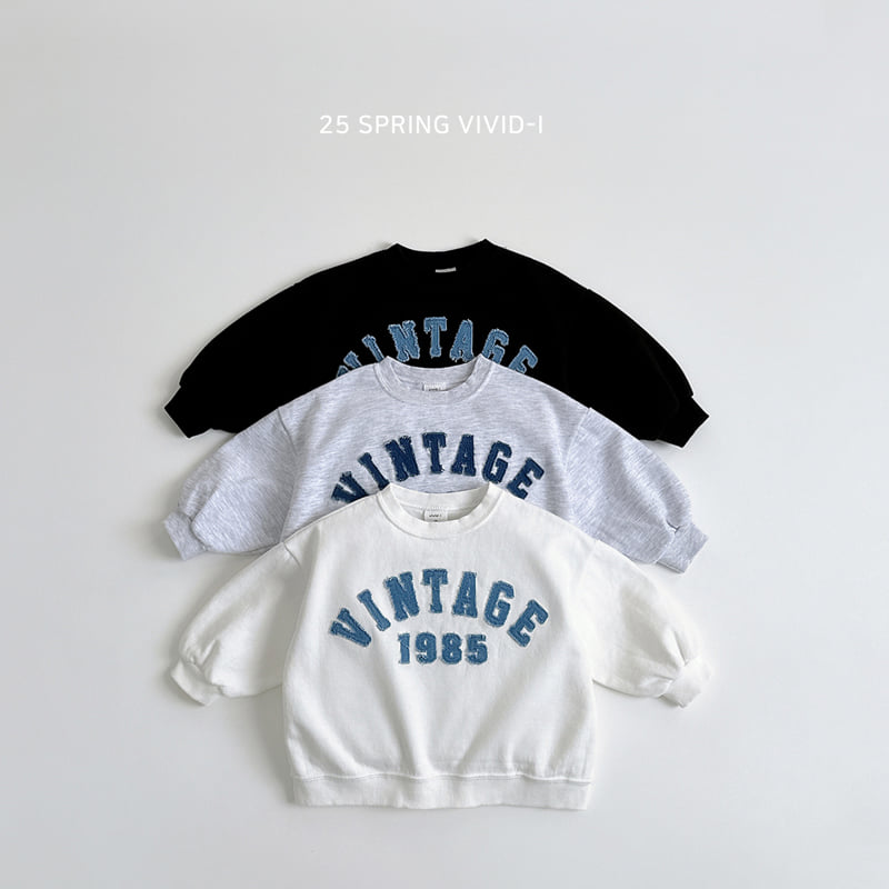 Vivid I - Korean Children Fashion - #designkidswear - Vintage Blue Embroidery Sweatshirts - 4