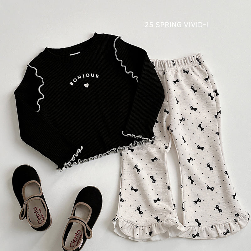 Vivid I - Korean Children Fashion - #fashionkids - Pattern Frill Bootcut Pants - 12