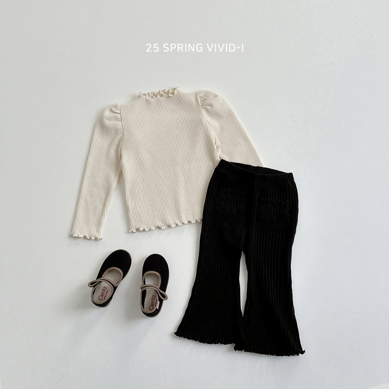 Vivid I - Korean Children Fashion - #fashionkids - Pocket Ribbed Bootcut Pants - 10