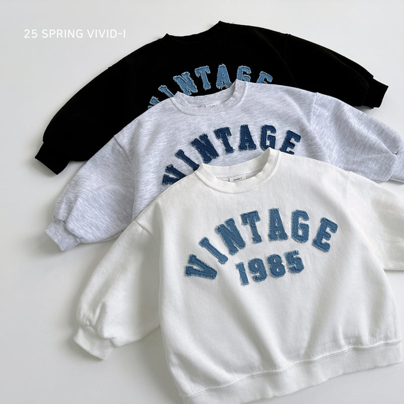 Vivid I - Korean Children Fashion - #fashionkids - Vintage Blue Embroidery Sweatshirts - 5