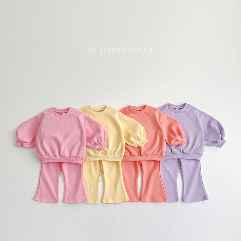 Vivid I - Korean Children Fashion - #fashionkids - Color Bootcut Top Bottom Set