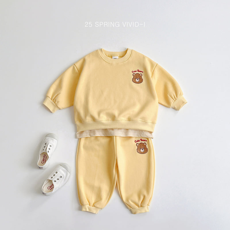 Vivid I - Korean Children Fashion - #discoveringself - Cute Bear Top Bottom Set - 4
