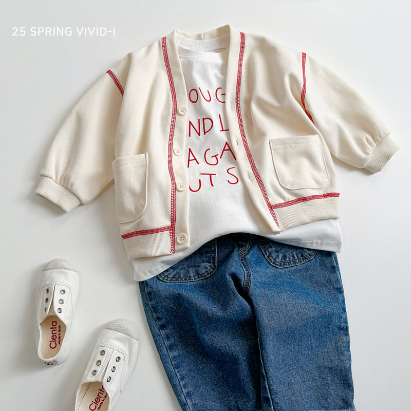 Vivid I - Korean Children Fashion - #kidsshorts - Stitch Cardigan - 9