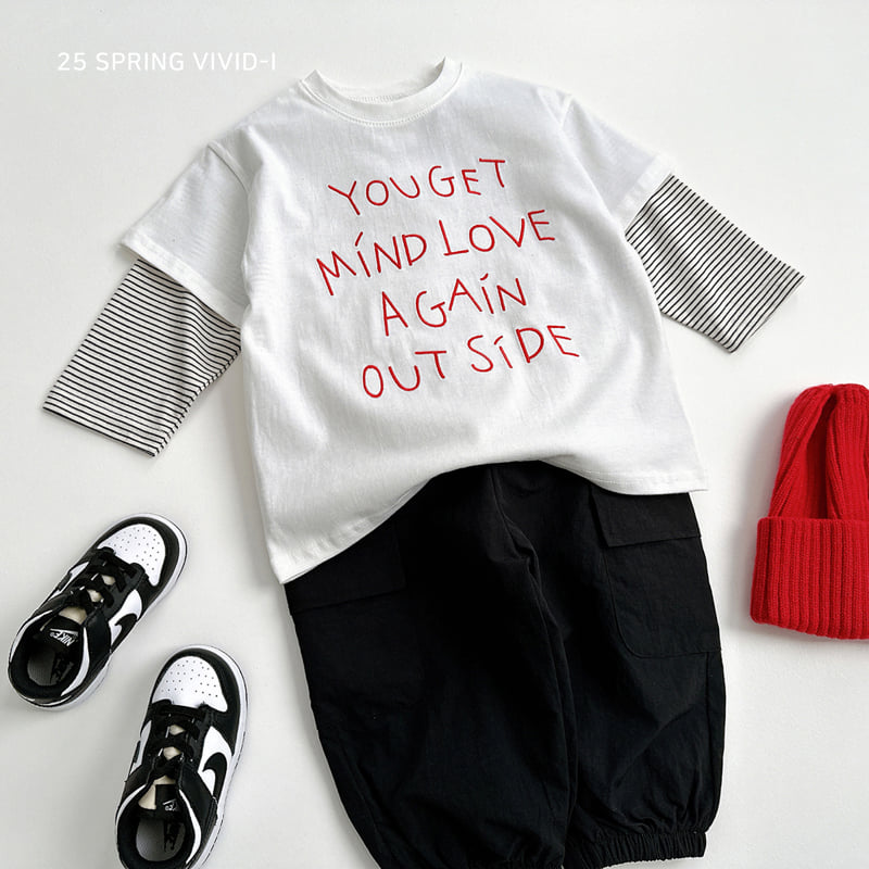 Vivid I - Korean Children Fashion - #kidsshorts - Font Embroidery Short Sleeve Tee - 7