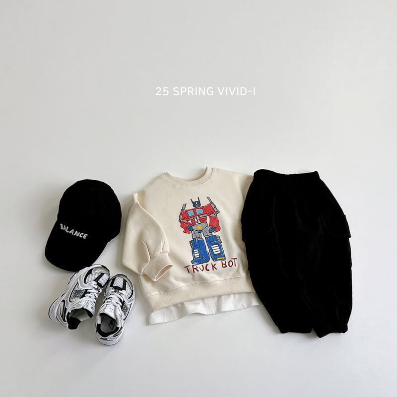 Vivid I - Korean Children Fashion - #kidsshorts - Robot Sketch Sweatshirts - 6