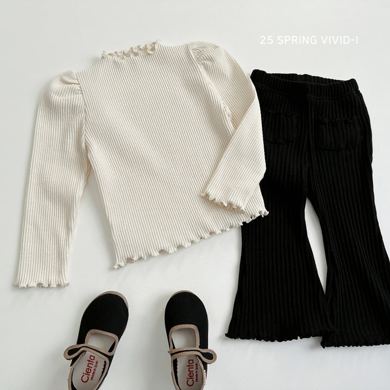 Vivid I - Korean Children Fashion - #kidsshorts - Pocket Ribbed Bootcut Pants - 11