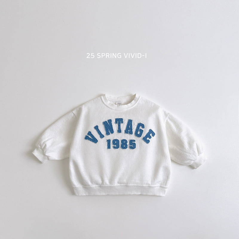Vivid I - Korean Children Fashion - #kidsshorts - Vintage Blue Embroidery Sweatshirts - 6