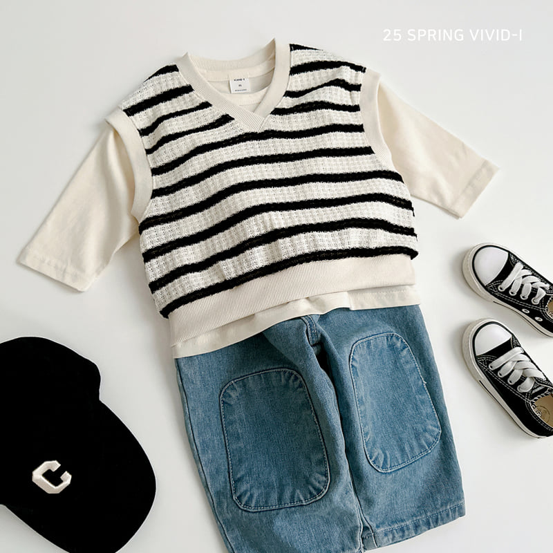 Vivid I - Korean Children Fashion - #kidsshorts - Knit Stripe Vest - 9