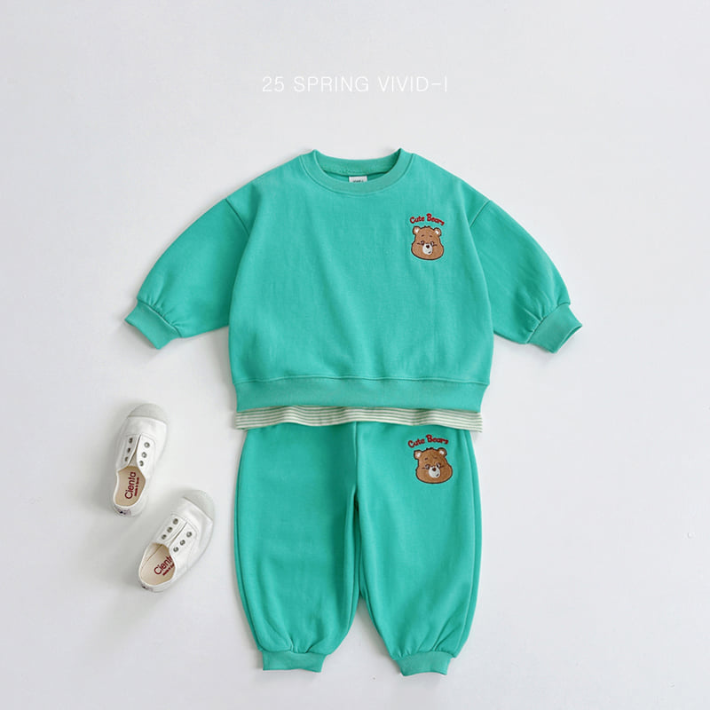 Vivid I - Korean Children Fashion - #kidsshorts - Cute Bear Top Bottom Set - 5