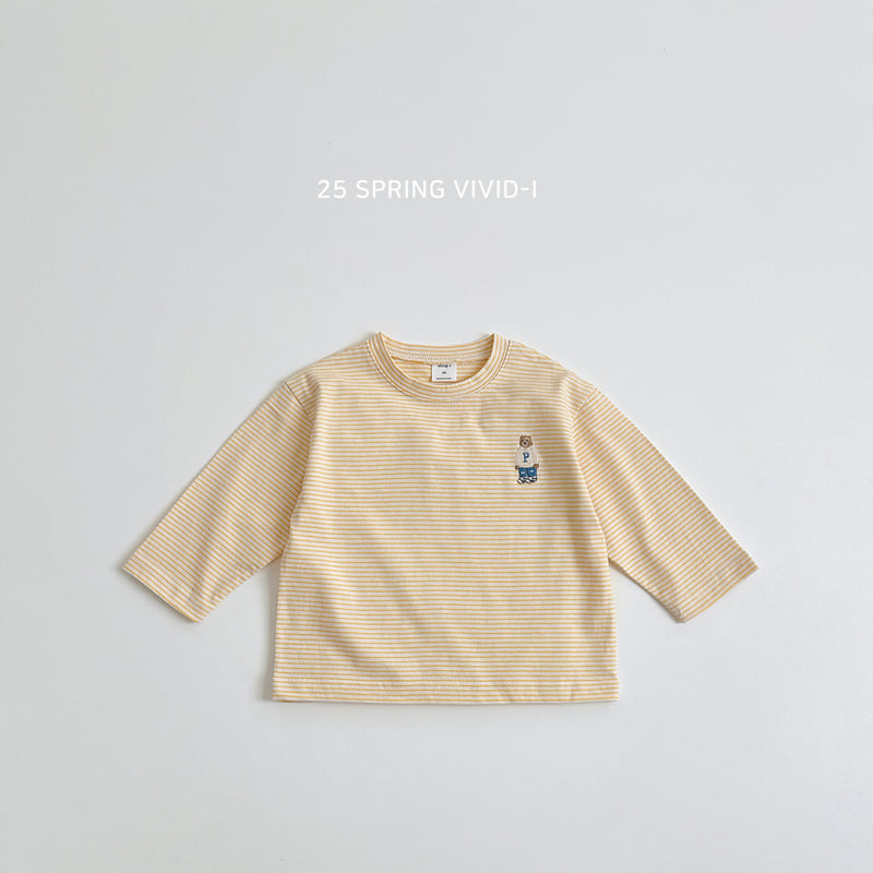 Vivid I - Korean Children Fashion - #kidsstore - Stripe Bear Single Tee - 3