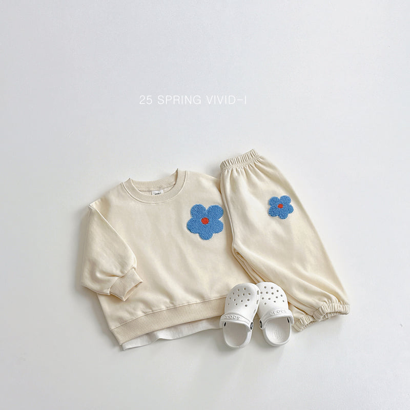 Vivid I - Korean Children Fashion - #kidsstore - Flower Embroidery Top Bottom Set - 8