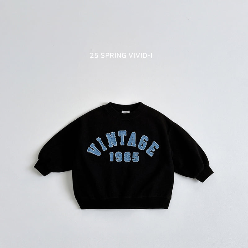 Vivid I - Korean Children Fashion - #kidsstore - Vintage Blue Embroidery Sweatshirts - 7
