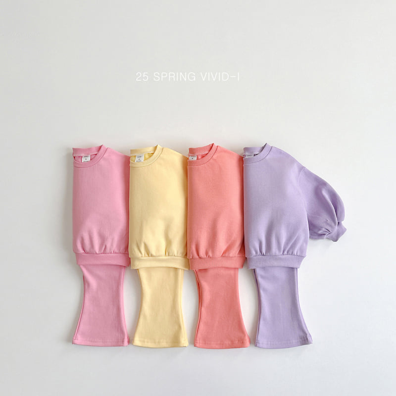 Vivid I - Korean Children Fashion - #kidsstore - Color Bootcut Top Bottom Set - 3