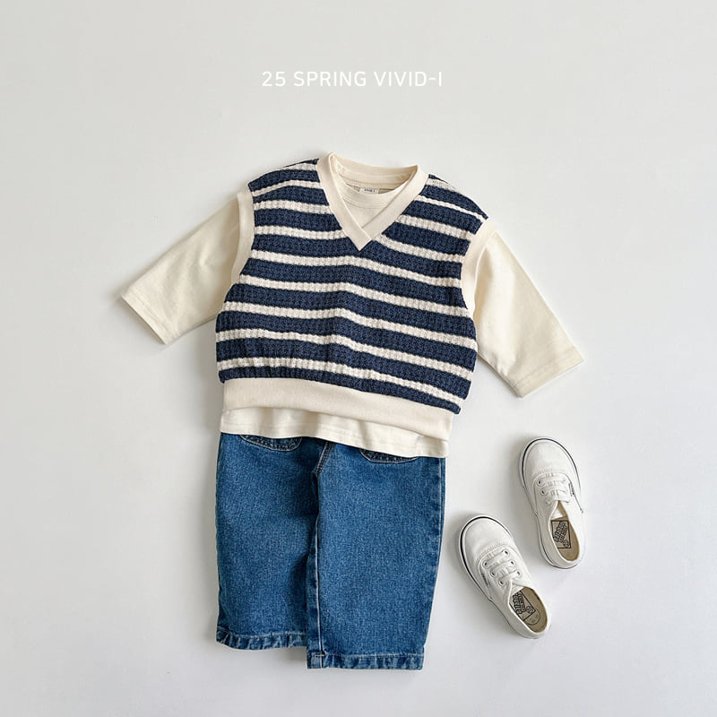 Vivid I - Korean Children Fashion - #kidsstore - Knit Stripe Vest - 10