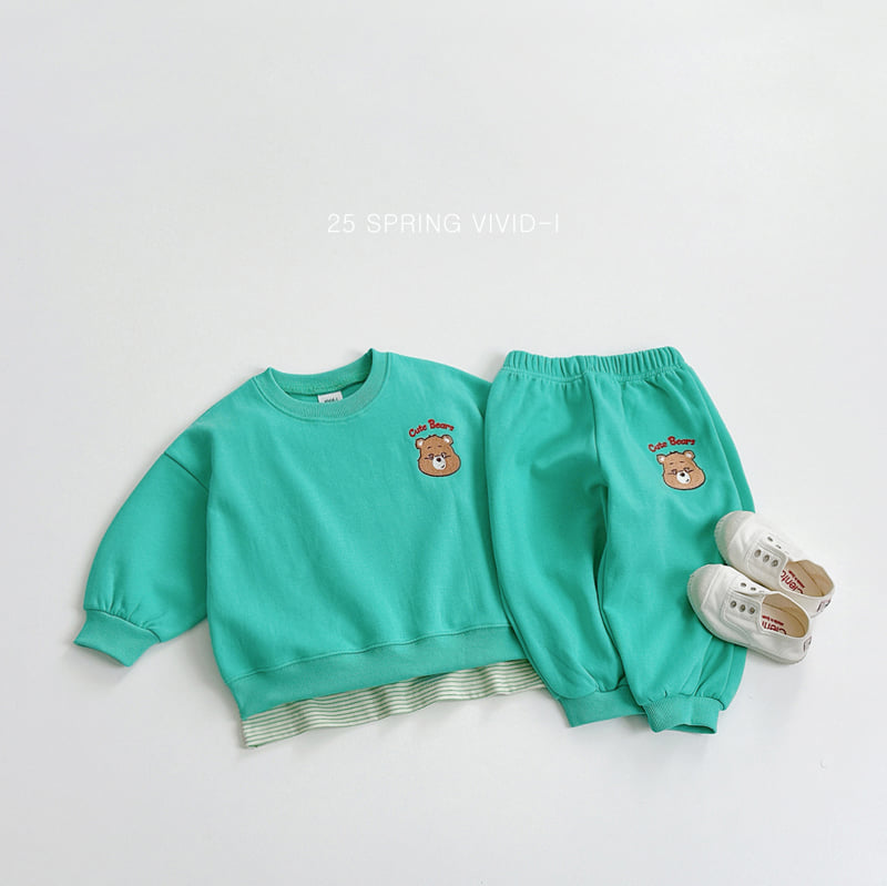 Vivid I - Korean Children Fashion - #kidsstore - Cute Bear Top Bottom Set - 6