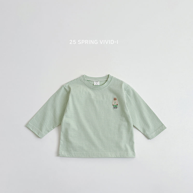 Vivid I - Korean Children Fashion - #kidsstore - Stripe Bear Single Tee - 4